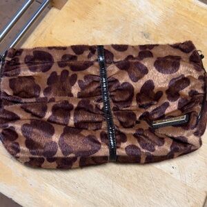 Relic Brown Animal Print Clutch with Black Accent